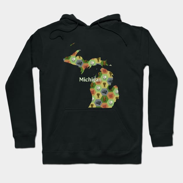 Michigan State Map Board Games Hoodie by adamkenney